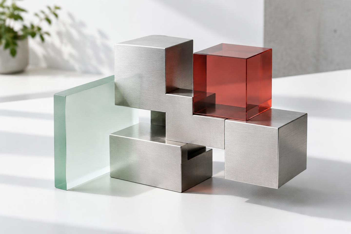 Interlocking metallic and glass modules