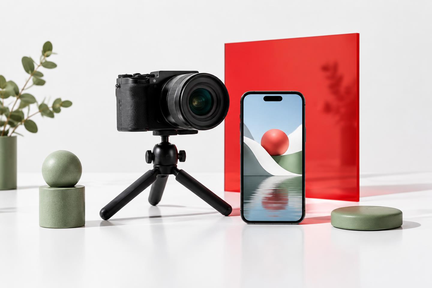 Camera and smartphone arranged for video content creation
